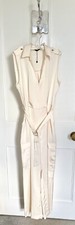 Zara Satin Belted Cargo Sleeveless Jumpsuit In Cream S BNWOT RRP £49.99 LAST ONE