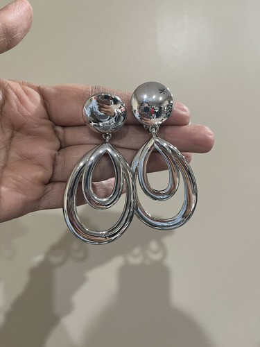 Silver clip ons earrings big - clip,