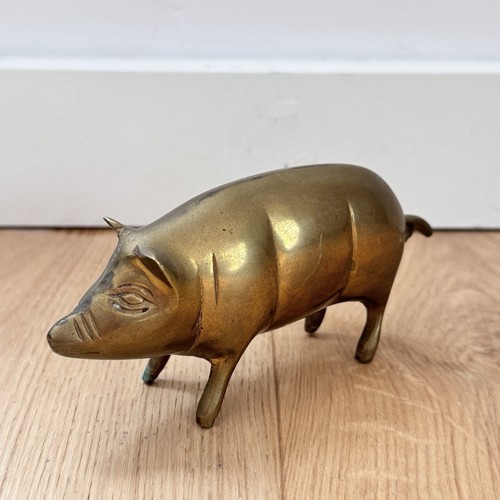 Vintage brass pig ornament - brass,
