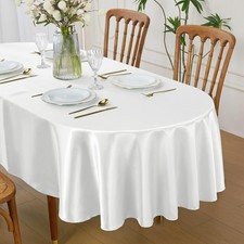 White Satin Oval Tablecloth 60