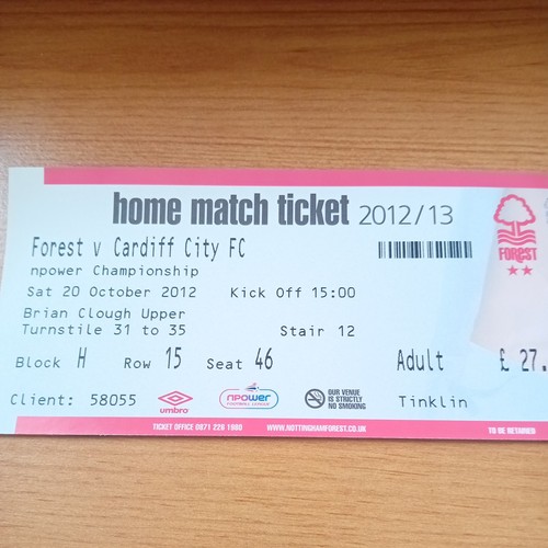 Ticket 2012 2013 10 - 2012/2013, 20/10/2012