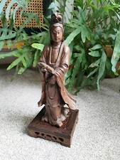 Antique Chinese Wood Carved Statue / Figure Sculpture of Guan Kwan Yin? 27.5 Cm