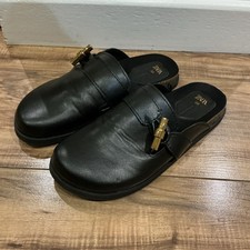 Zara Women's Leather Clog Sliders. Gold Toggle Trim Size 6 Eu 39