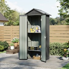 Metal Tool Cabinet Garden Shed Outdoor Tools Storage Small Shed & Utility Shelf