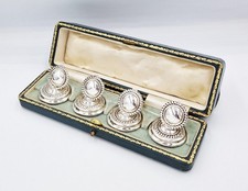 4x EDWARDIAN STERLING SILVER CASED MENU PLACE HOLDERS Sheffield 1904