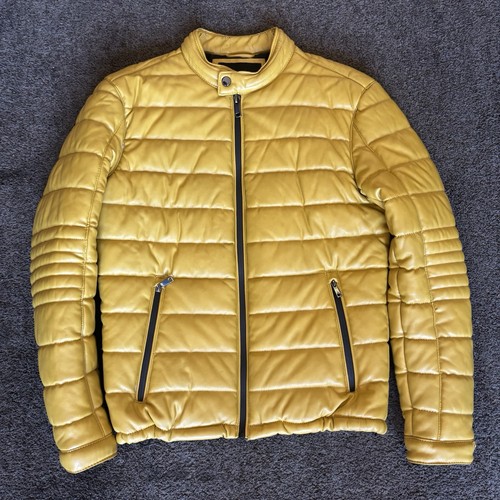 Zara mens yellow leather biker - mens,