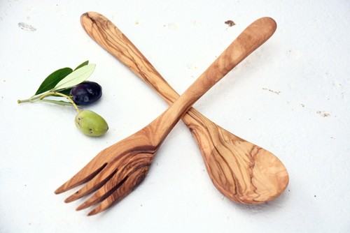 Olive wood utensil set - olive,