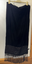 Marks & Spencers Pashmina Wrap Black Beaded Fringes Silk