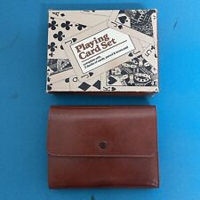 Vintage Playings Card Holder 2 x sealed decks of cards & pencil Hong Kong 1980s