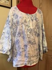 M & S LINEN TUNIC TOP 22 BLUE