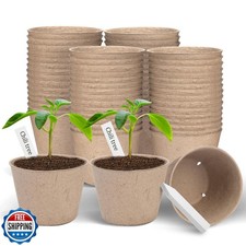 ARGCONNER Peat Pots, 60 Pack Plant Starter Round Nursery Pot with Drainage Ho