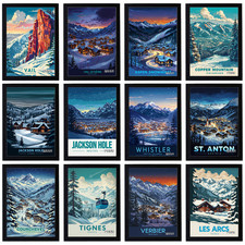 Vintage Ski Resorts Travel Holiday Poster Retro Print Decor Wall Art A5 A4 A3