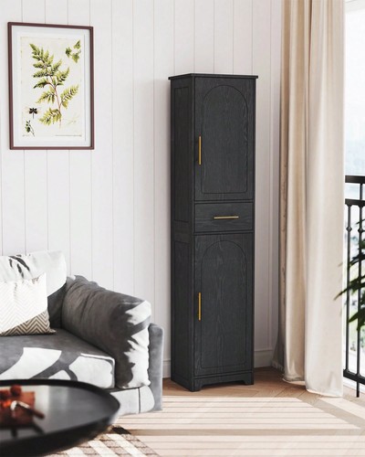 Black tall bathroom cabinet - bathroom,