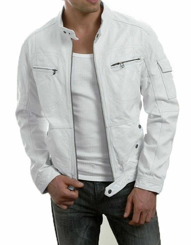 Mens white sheepskin - sheepskin, leather