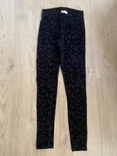 H&M Black Velvet Jeans Size 12-13 Years Flock Butterfly Party Disco Trousers