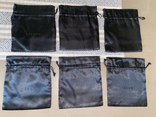 x6 JAEGER Black Satin Drawstring BAGS Gift Jewellery Storage Scarf Dust Fau Silk