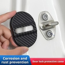 4Pcs Carbon Fibre Car Door Lock Protective Cover Anti Rust Sticker Accessories