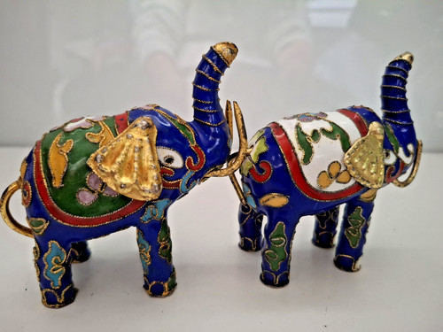 Vintage cloisonne elephants - vintage,