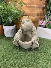 STONE GARDEN LARGE HIPPO PLANTER PLANT POT ORNAMENT 