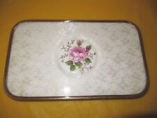 VINTAGE Dressing Table tray GILDED METAL& LACE, lace stained in two corners