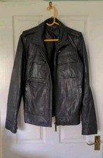 Full Circle Real Heavy Leather Biker Bomber Harring Jacket Mens Black Size L