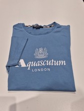 Men's Aquascutum T-Shirt, Medium, Nova Check, Blue, 100% Cotton, S/S, Used.