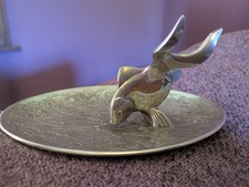 Silver Plated Seba Angel Fish Coi Carp Trinket Dish Tray Signed 