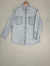 Levi's, Mens Plain Light Blue Denim Long Sleeve Shirt, Size Medium - Used