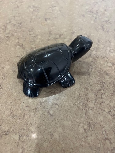 Vintage black onyx hand carved - black,
