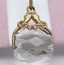 Antique Victorian Gold Filled Glass Paste Barrel Spinner Fob Charm Pendant