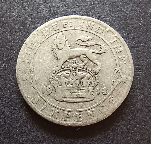 1914 silver sixpence king - 1914,