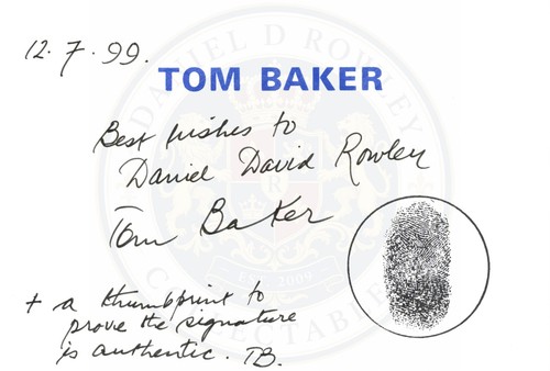 Tom baker hand signed - tom,