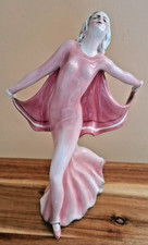 Art Dec Figurine of Dancing Lady wearing dress with cape by Hertwig of Katzhutte
