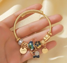 Gold Charm Bangle Bracelet
