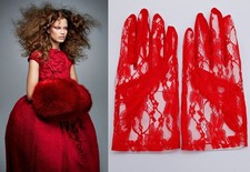 Vintage Style Red Lace Gloves