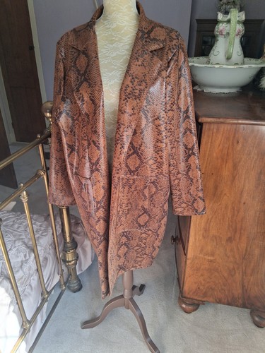 Faux patent leather brown coat - faux,