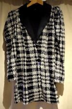 River Island 12 Black & White dog tooth Sequin Tuxedo Blazer Dress.