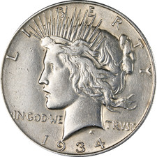 1934-S Peace Dollar - Cleaned