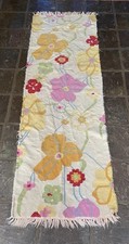 Vintage Turkish Runner Rug Remnant Piece Wool Handwoven Oushak Floral 30” X 95”