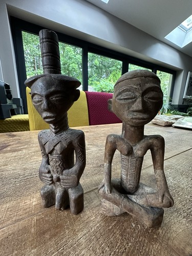 Pair african wooden carved - of,