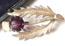 Vintage Robert Allison Scottish Thistle Brooch Silver Hallmarked Glasgow 1950