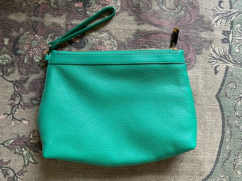 Green leather whistles clutch - leather,