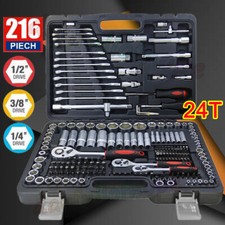 Professional 216/46PCS Ratchet Spanner Socket Set 1/2" 1/4" 3/8" Repair Tool Kit