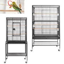 Large Bird Cage Cockatiel Parrot Cage With Storage Shelf Metal Flight Aviary UK