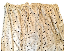 Black and Silver leaf design, blackout Curtains. Used. 59" drop x 48 -102" wide