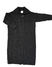 Carraig Donn (Arran) : chunky long cardigan : charcoal black: 100% wool : Medium