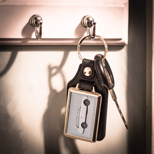 Leather look key ring - key,