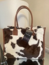 Brown & White Plush Cow Print