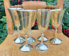 Vintage Silver Plate Set of Six Wine Goblets
