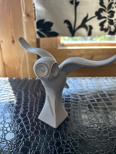 White wood flying owl ornament - flying,